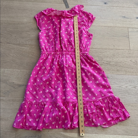 J. Crew Dress Size 2 Ruffle V Neck Mini Dress Pink White Floral Flirty Girly - Picture 8 of 11